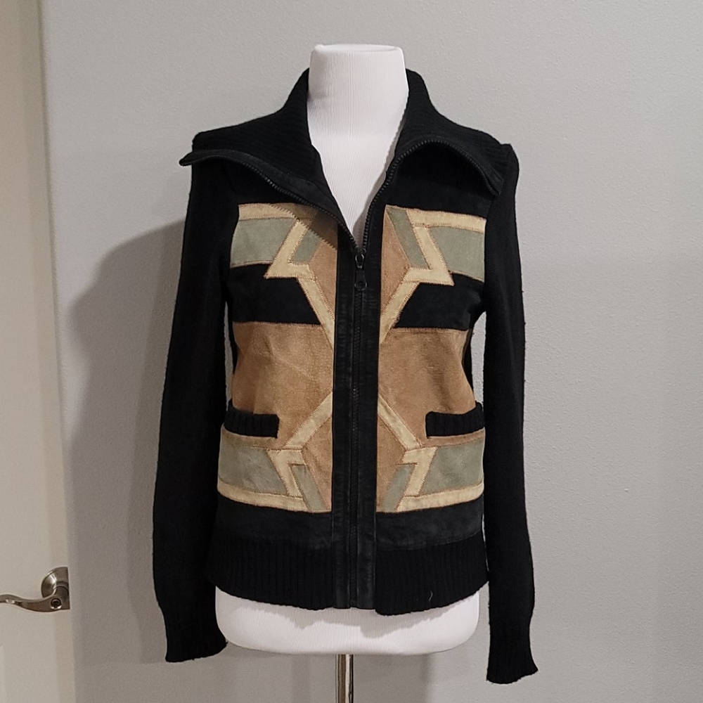 Suede and Yarn Sweater Jacket